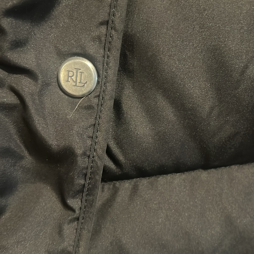 Lg Ralph Lauren black down coat with detachable fur hood - Picture 5 of 8